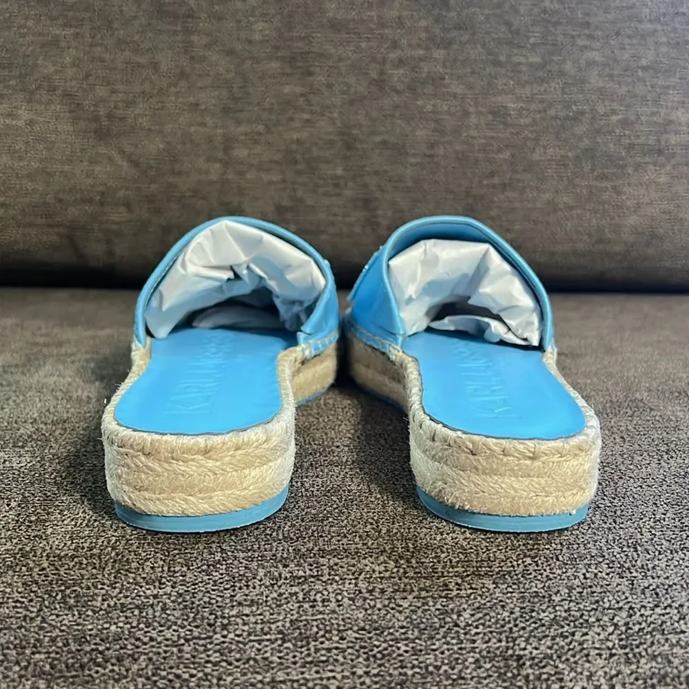 New Karl Lagerfeld Paris Caine Espadrille Slide Sandals Sz 36EU 6 US Baltic Blue